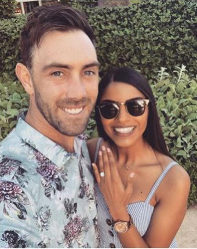 Glenn Maxwell with wife Vini