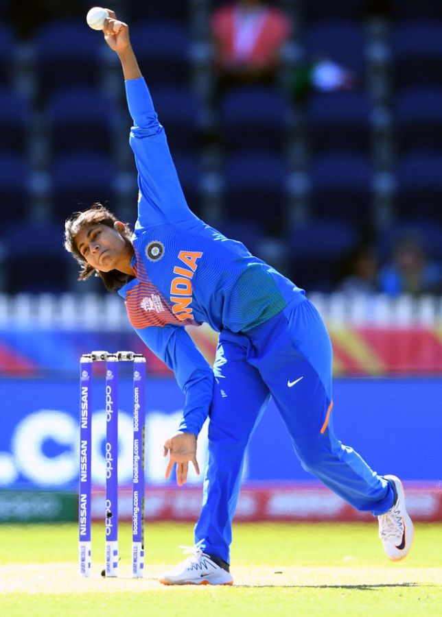 India's Radha Yadav bowls during the ICC women's T20 World Cup match against Sri Lanka, at Junction Oval in Melbourne, on Saturday. 