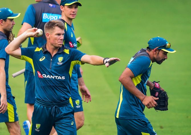 Australia players during a practice session in Mumbai on Saturday