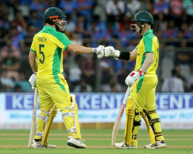 Australia's Aaron Finch and David Warner were at their destructive best against the Indian attack on Tuesday