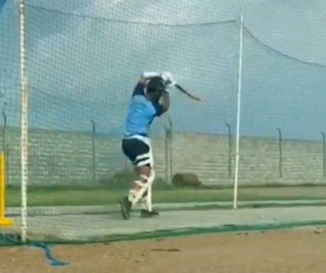 Cheteshwar Pujara got some net practice on Saturday 