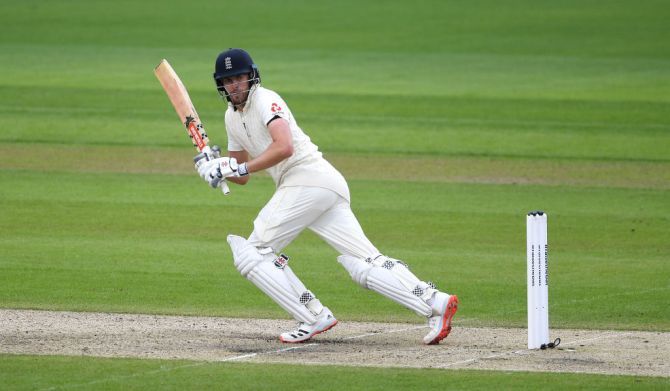 England's Dom Sibley bats en route his half-century
