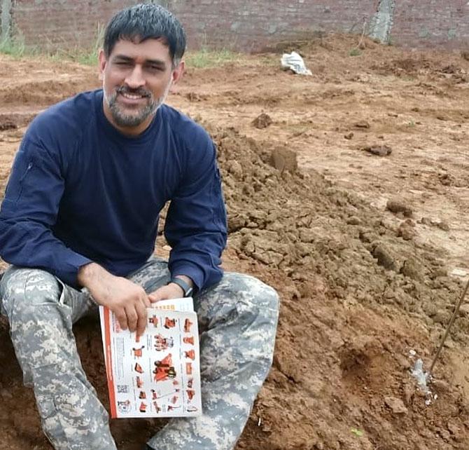 Mahendra Singh Dhoni at his farm in Ranchi