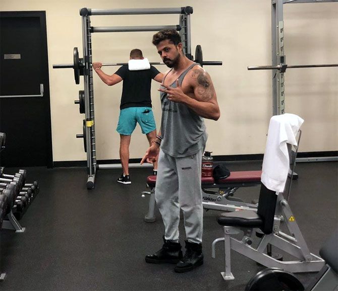 S Sreesanth grinds it out in the gym