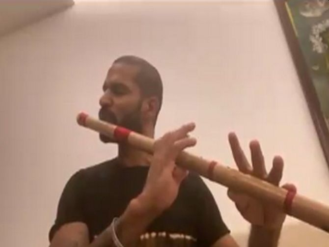 Shikhar Dhawan posted an Instagram story of him playing the flute 