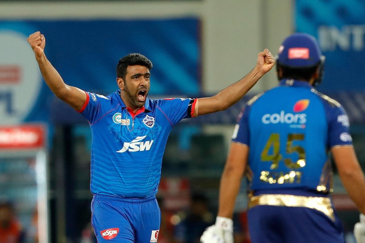 Ravichandran Ashwin celebrates after trapping Rohit Sharma leg before wicket