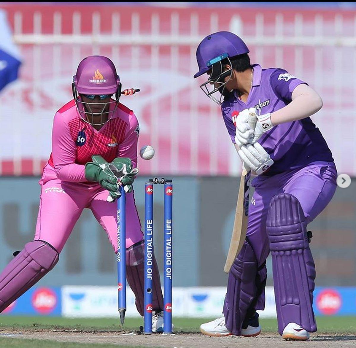 Shafali Verma is bowled by Jhulan Goswami