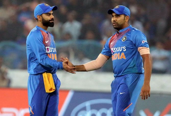 Virat Kohli and Rohit Sharma. Following Mumbai Indians' title win in the IPL, there have been calls to make Rohit the T20I captain.