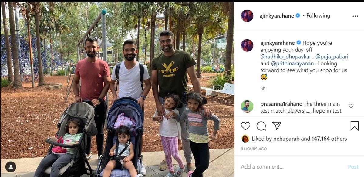 Rahane's post on Instagram