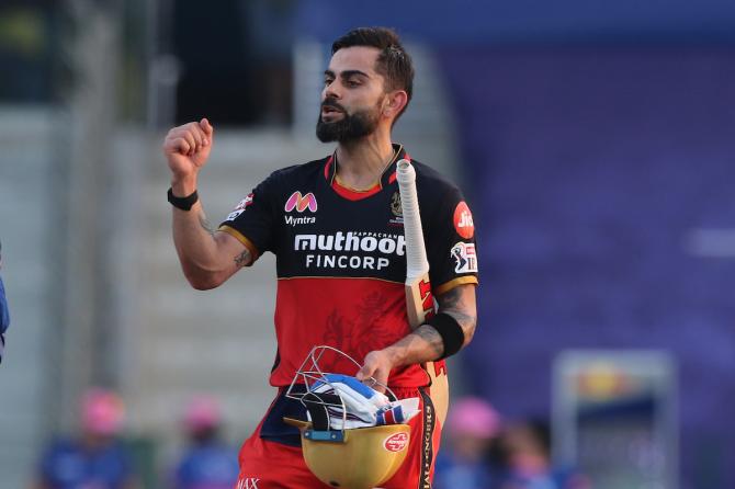 Virat Kohli celebrates victory over Rajasthan Royals