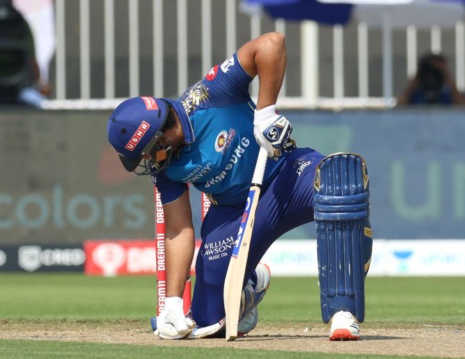 Rohit Sharma reacts after being caught behind by Jonny Bairstow off the bowling of Sandeep Sharma.