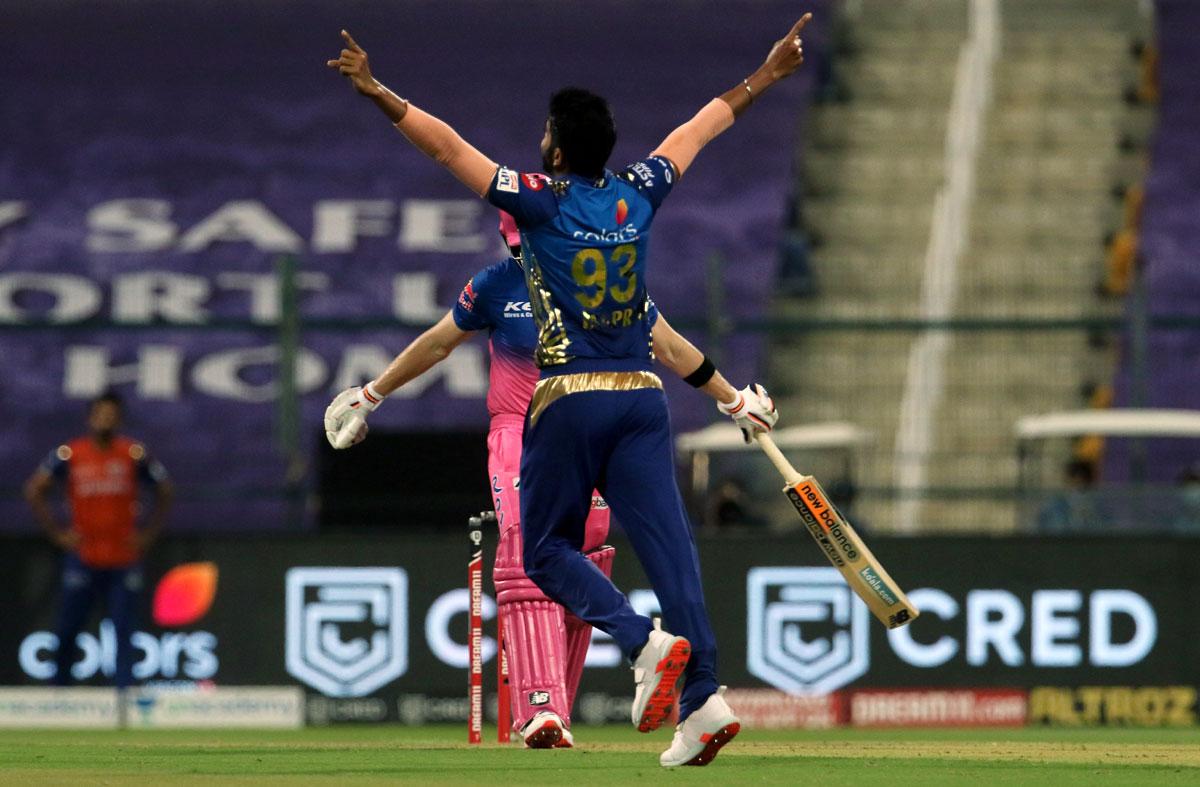 Jasprit Bumrah celebrates the wicket of Steve Smith