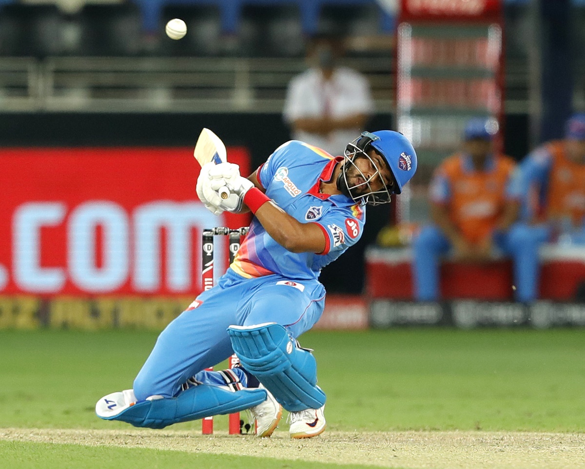 Shreyas Iyer captain of Delhi Capitals ducks as he evades a bouncer  