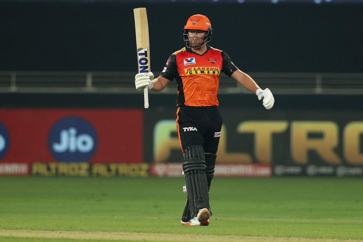 SunRisers Hyderabad's Jonny Bairstow celebrates on completing his half-century