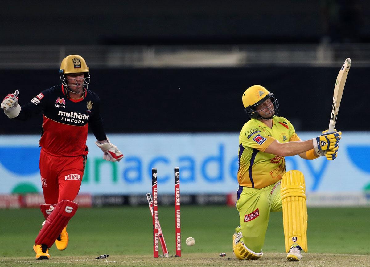 Shane Watson is bowled by Washington Sundar