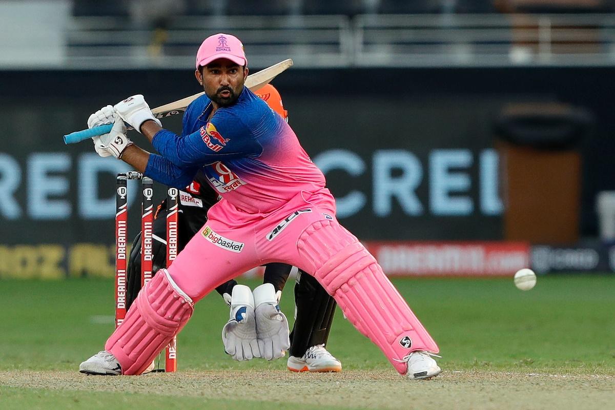 Rajasthan Royals batsman Rahul Tewatia during his match-winning knock against SunRisers Hyderabad 