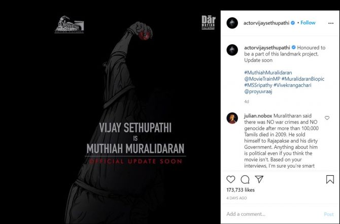 Vijay Sethupathi's Instagram post