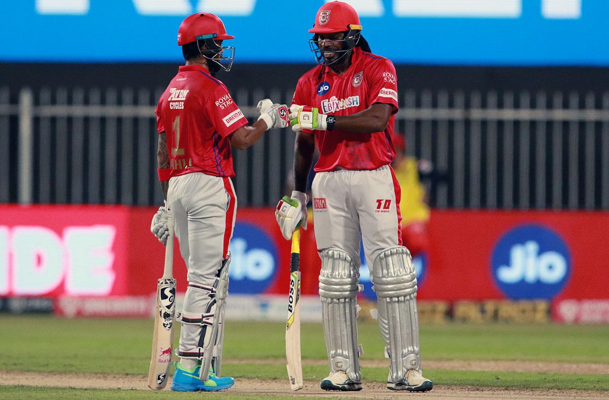 Chris Gayle with KL Rahul