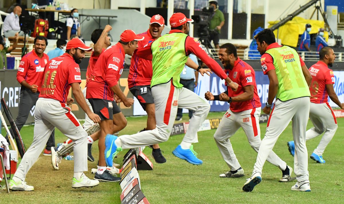 Kings XI Punjab coach Anil Kumble and the team are ecstatic in the dug out after their win over Mumbai Indians on Sunday