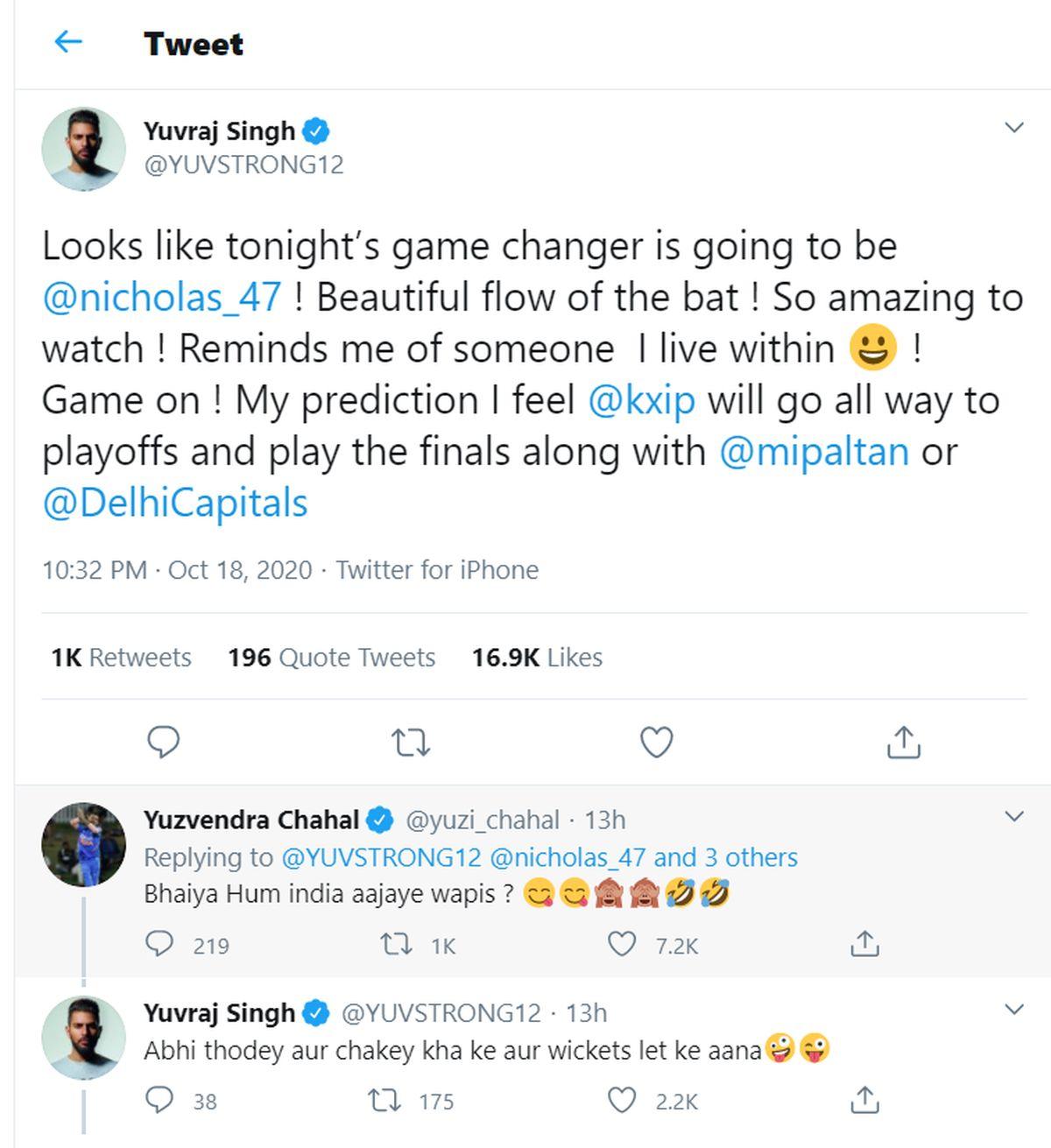 The banter between Yuvi and Yuzi