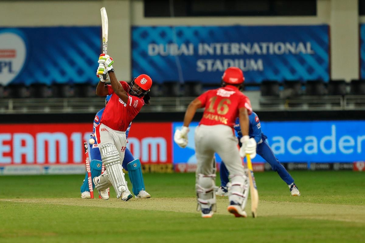 Chris Gayle is bowled by Ravichandran Ashwin.