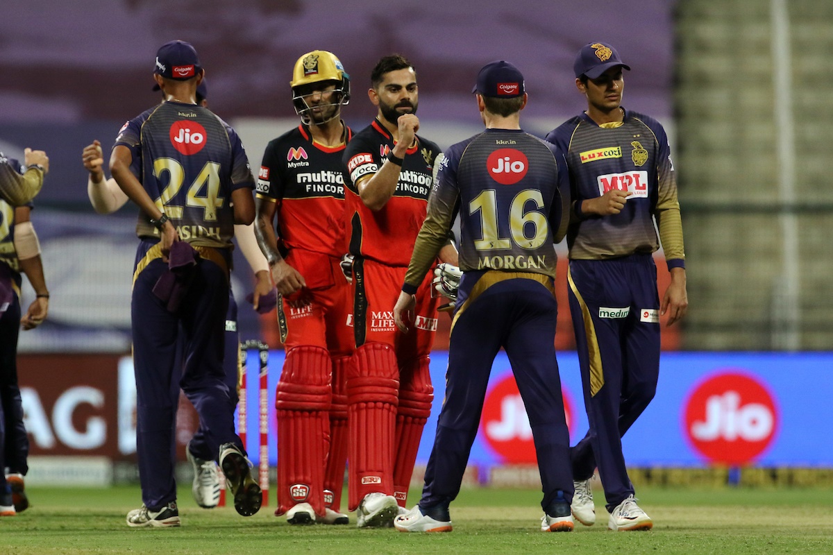 Royal Challengers Bangalore skipper Virat Kohli  and Gurkeerat Singh celebrate an easy victory.