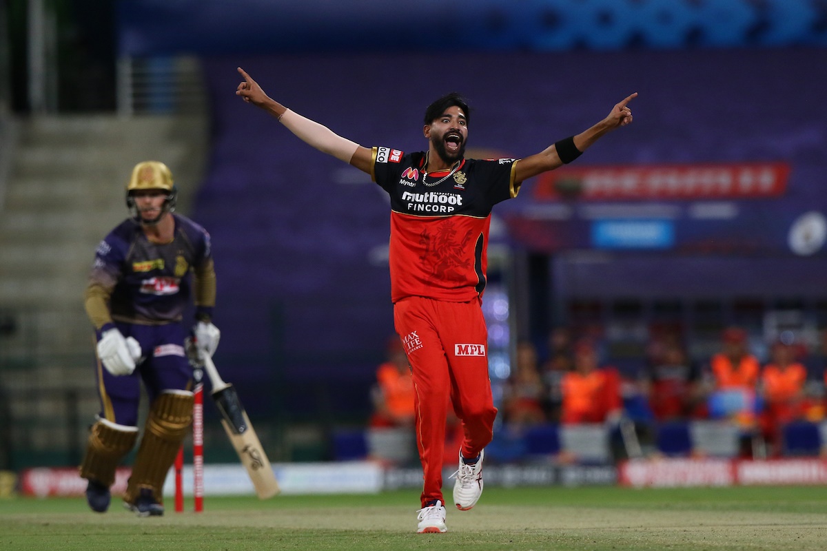 Mohammed Siraj celebrates a dismissal