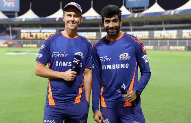 Trent Boult and Jasprit Bumrah are teammates at Mumbai Indians 