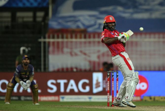 Kings XI Punjab's Chris Gayle scored a whirlwind 51 off 29 balls in the match against KKR on Monday 