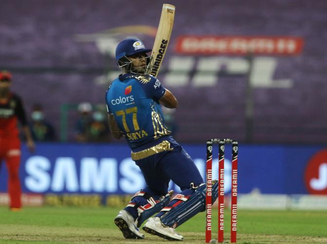 Suryakumar Yadav hits a boundary 