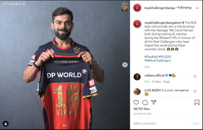 The Royal Challengers Bangalore jersey saluting COVID heroes