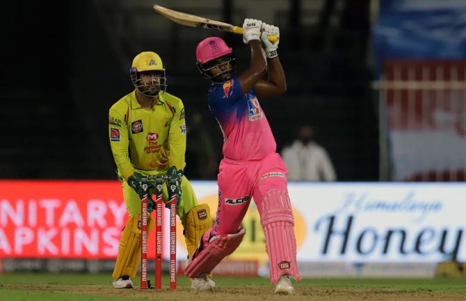 Sanju Samson hits one over the ropes 