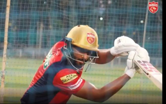 Punjab Kings' newest recruit Shahrukh Khan at a nets session