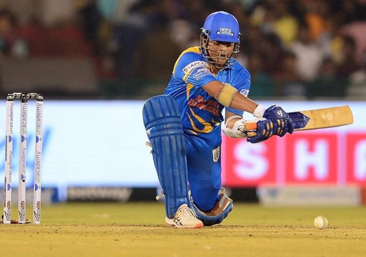 India Legends opener Sachin Tendulkar bats during the match against South Africa Legends in the Road Safety World Series, in Raipur. 