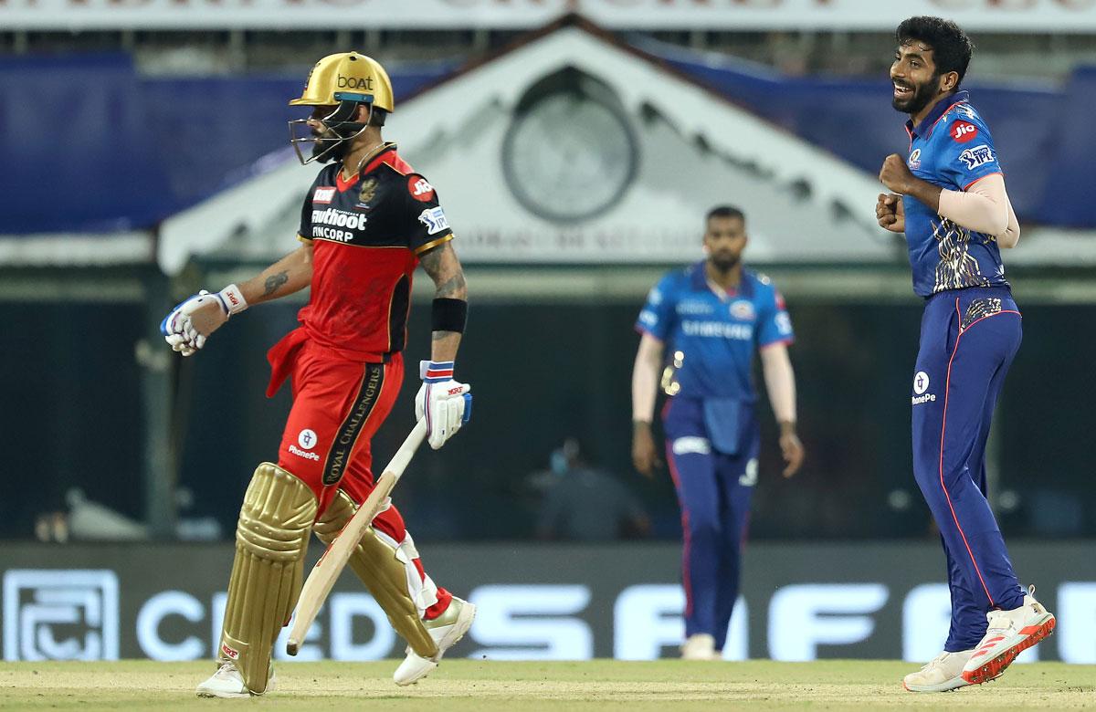 Jasprit Bumrah celebrates the wicket of Virat Kohli