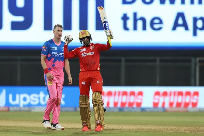 Deepak Hooda celebrates after bringing up his 50 off only 20 balls.