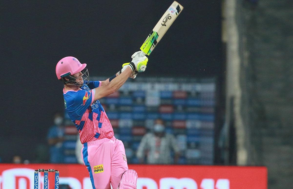 Rajasthan Royals all-rounder Chris Morris hits a six 