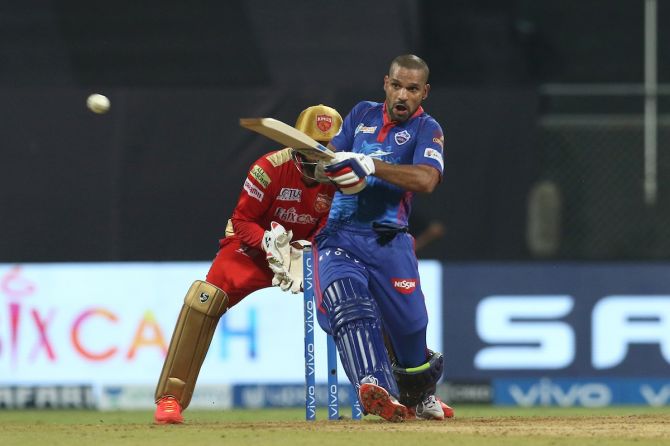 Shikhar Dhawan scored a breezy 92 off 49 balls as Delhi Capitals defeated Punjab Kings in the IPL match, in Mumbai, on Sunday. 
