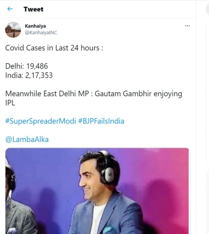 Gambhir tweet