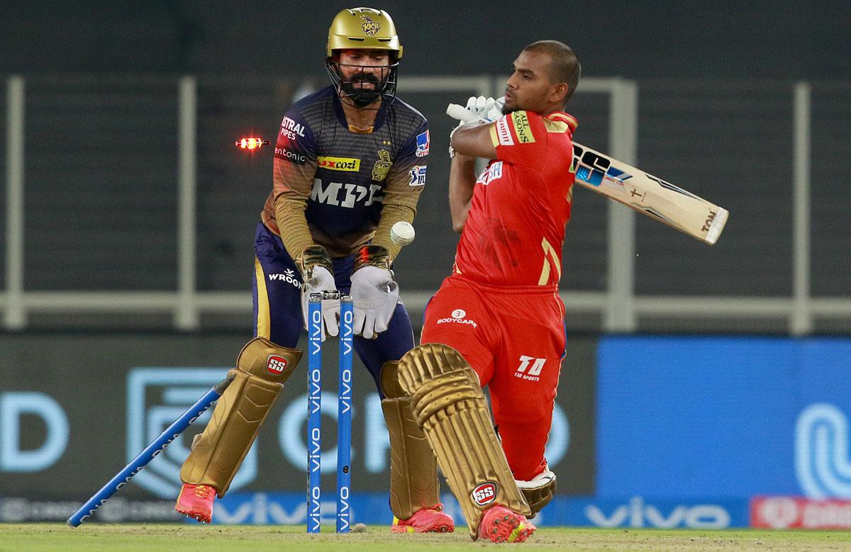 Nicholas Pooran is bowled by Sunil Narine