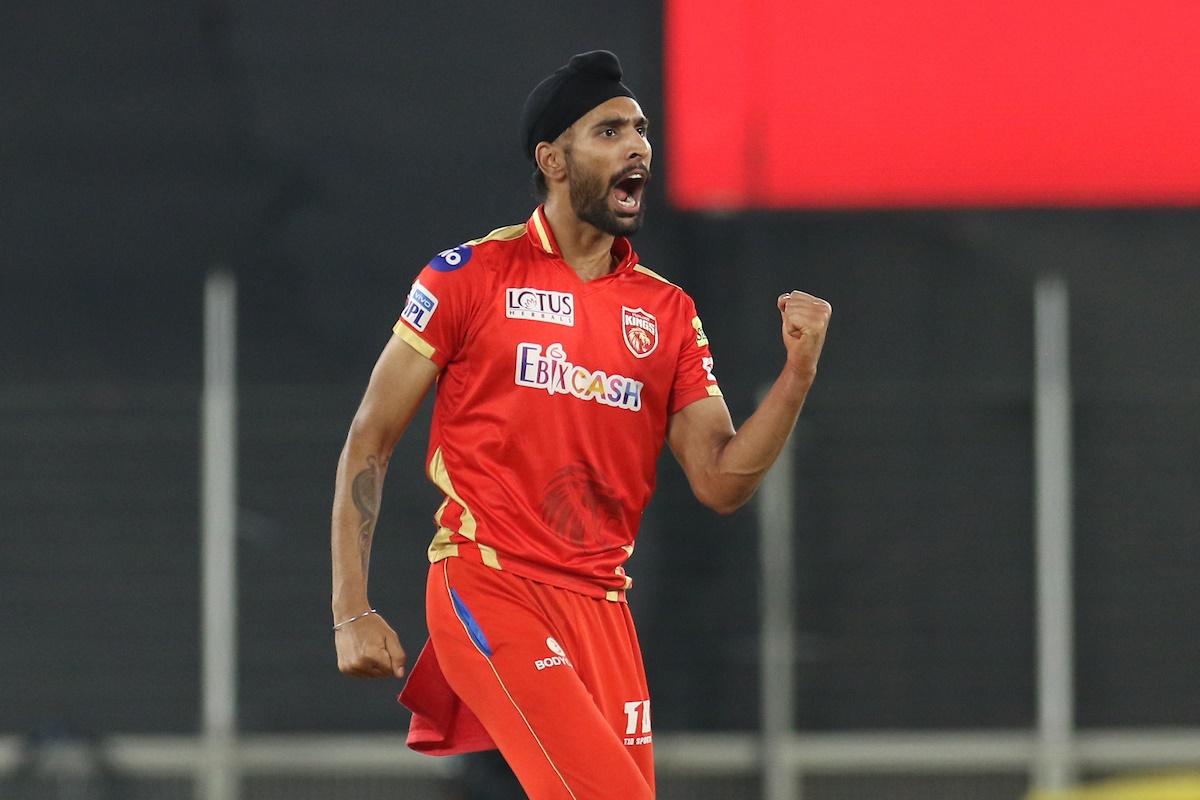 Harpreet Brar celebrates after dismissing Glenn Maxwell