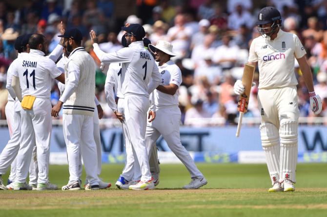 England's Dom Sibley walks back to the pavilion after being dismissed by Jasprit Bumrah