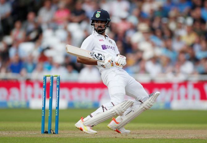 Opening the innings, India's K L Rahul scored a gritty 84 before being dismissed by James Anderson on Day 3 of the first Test against England, at Nottingham, on Friday.