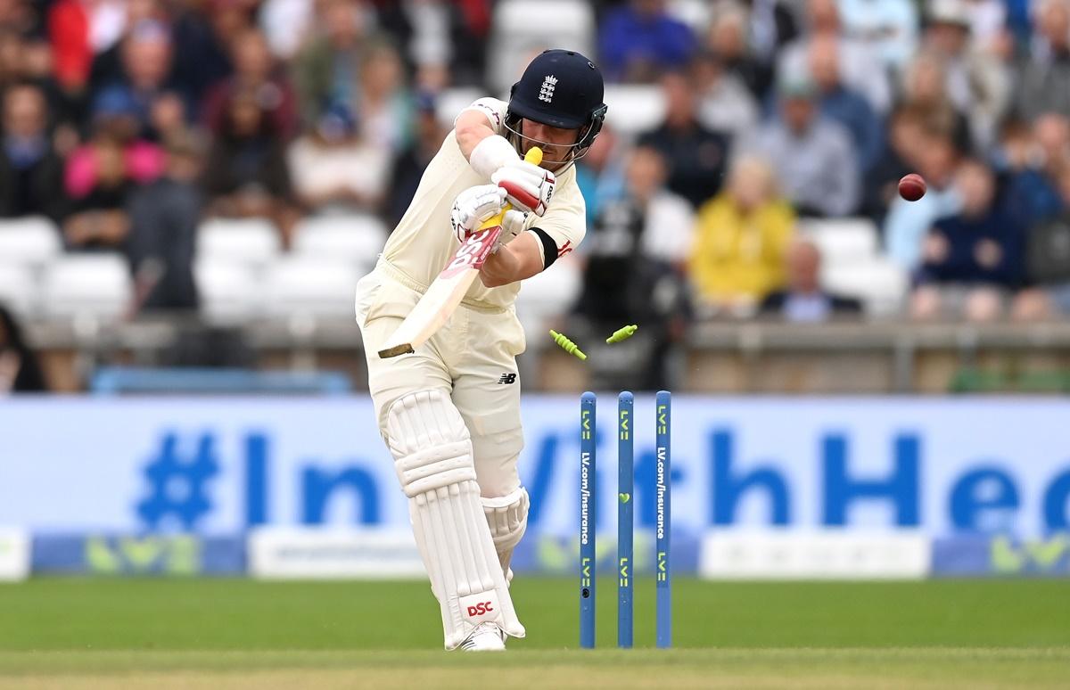 England opener Rory Burns is bowled by India pacer Mohammed Shami in the morning session on Day 2.