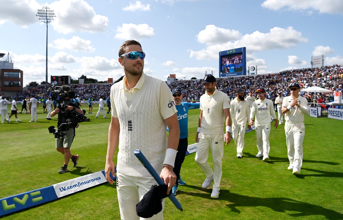 England's Man of the match Ollie Robinson leaves the field after taking 5 for 65 as India were bowled out for 278 in 99.3 overs in their second innings on Day 4 of the third Test