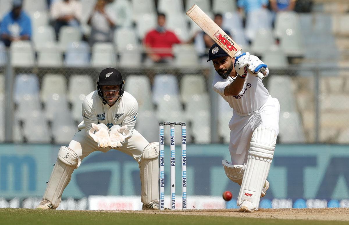 India's skipper Virat Kohli bats during Day 3