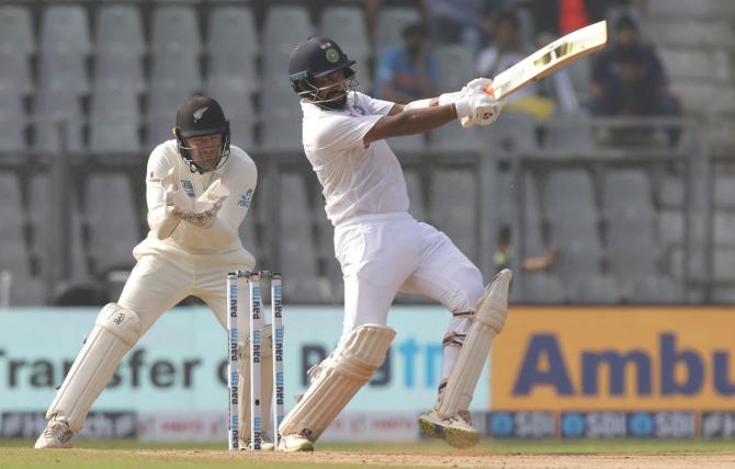 Cheteshwar Pujara plays a shot