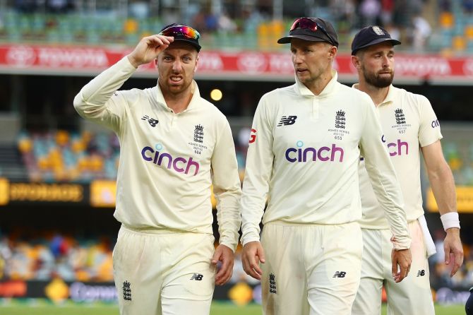Jack Leach, left, was picked ahead of veteran pacer Stuart Broad for the first Ashes Test at the Gabba