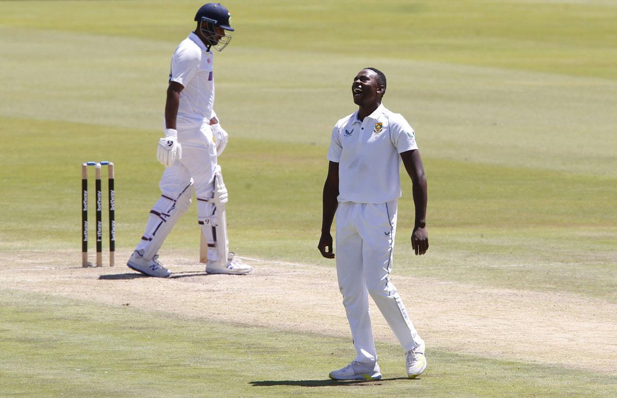 Kagiso Rabada celebrates taking the wicket of Ravichandran Ashwin