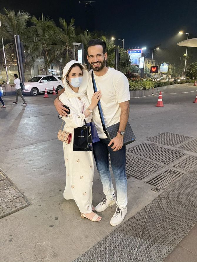 Former India pacer Irfan Pathan and his better half are all smiles